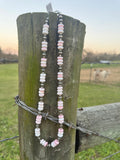 Sterling Silver Pink Conch Handmade Beaded Necklace *Non Native