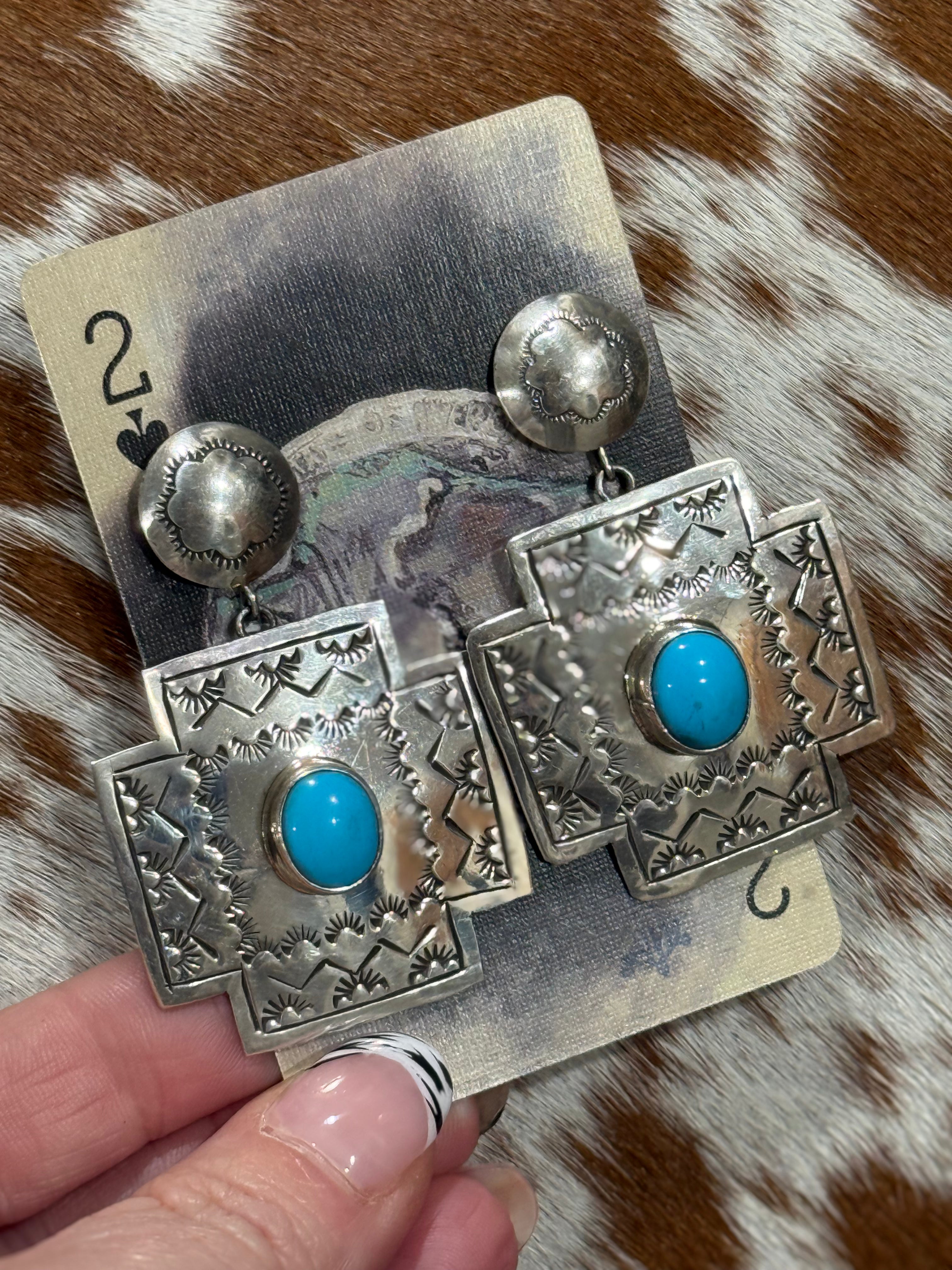 Sterling Silver Navajo Handmade Earrings - stamped JG