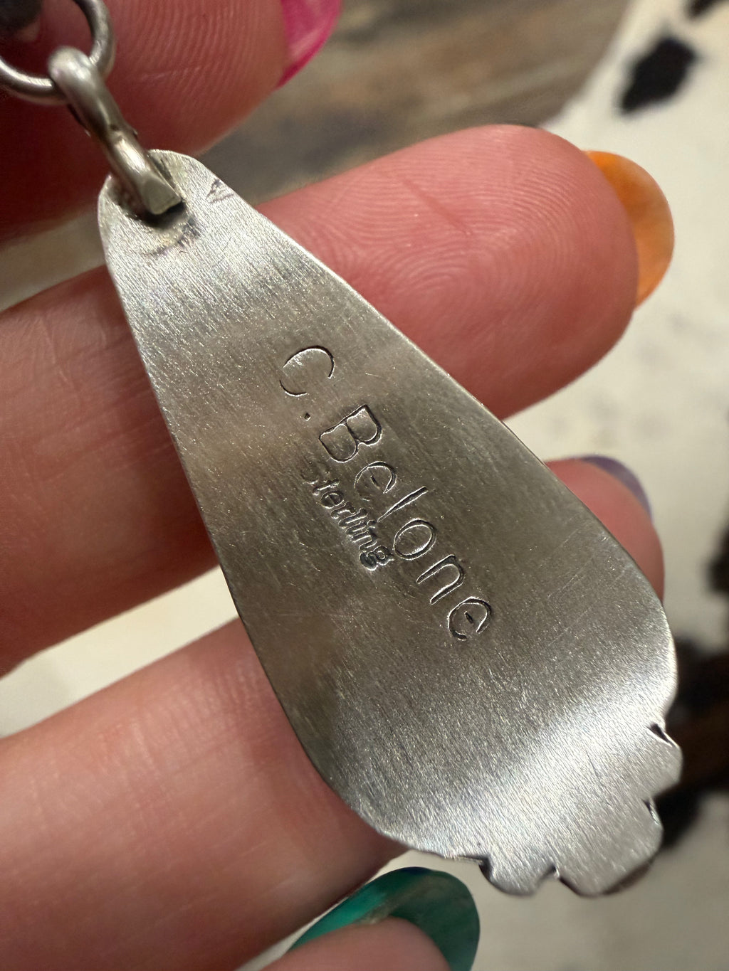 Native Made Dangle Earrings Stamped C. Belone