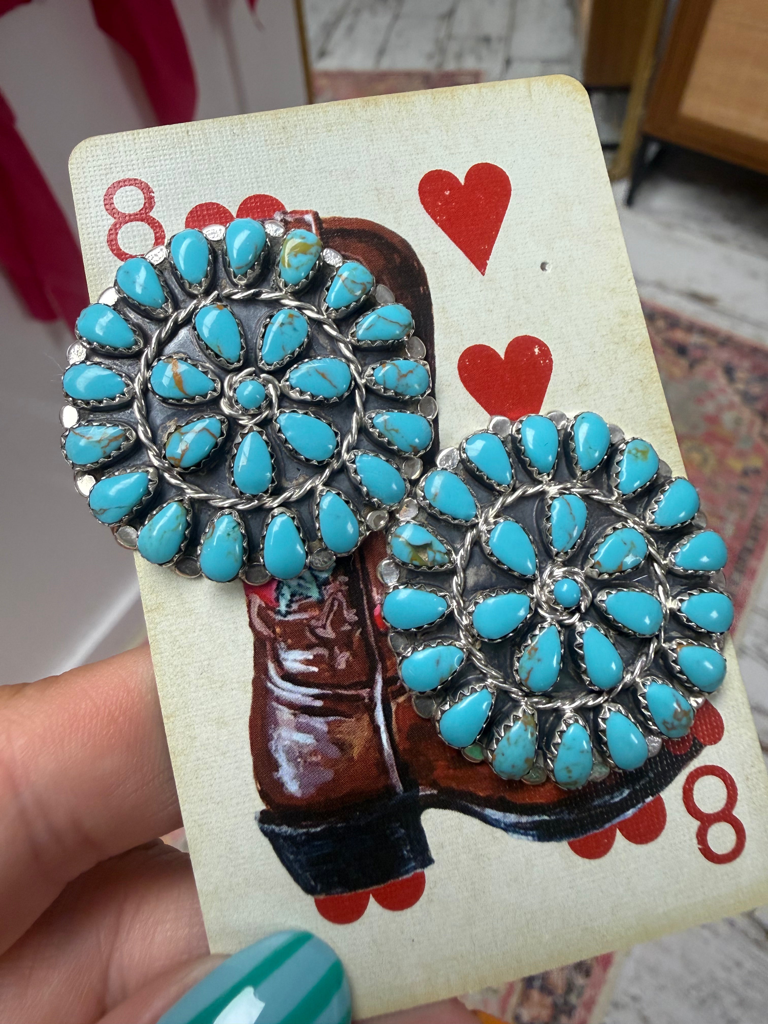 Native Made 1.5” Cluster Earrings- Stamped MB