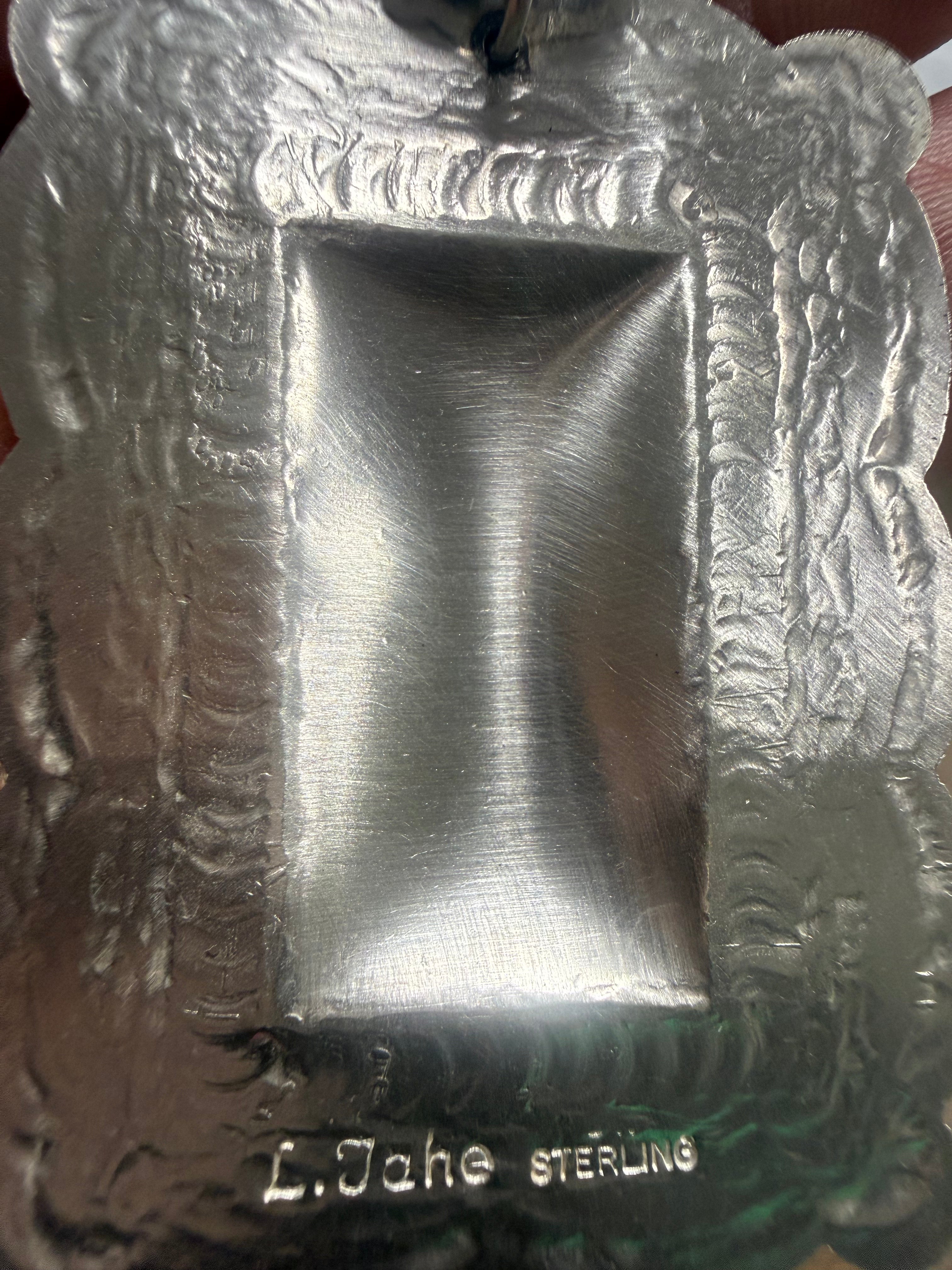 Native Made Sterling Silver Rectangle Earrings- Stamped Leander Tahe