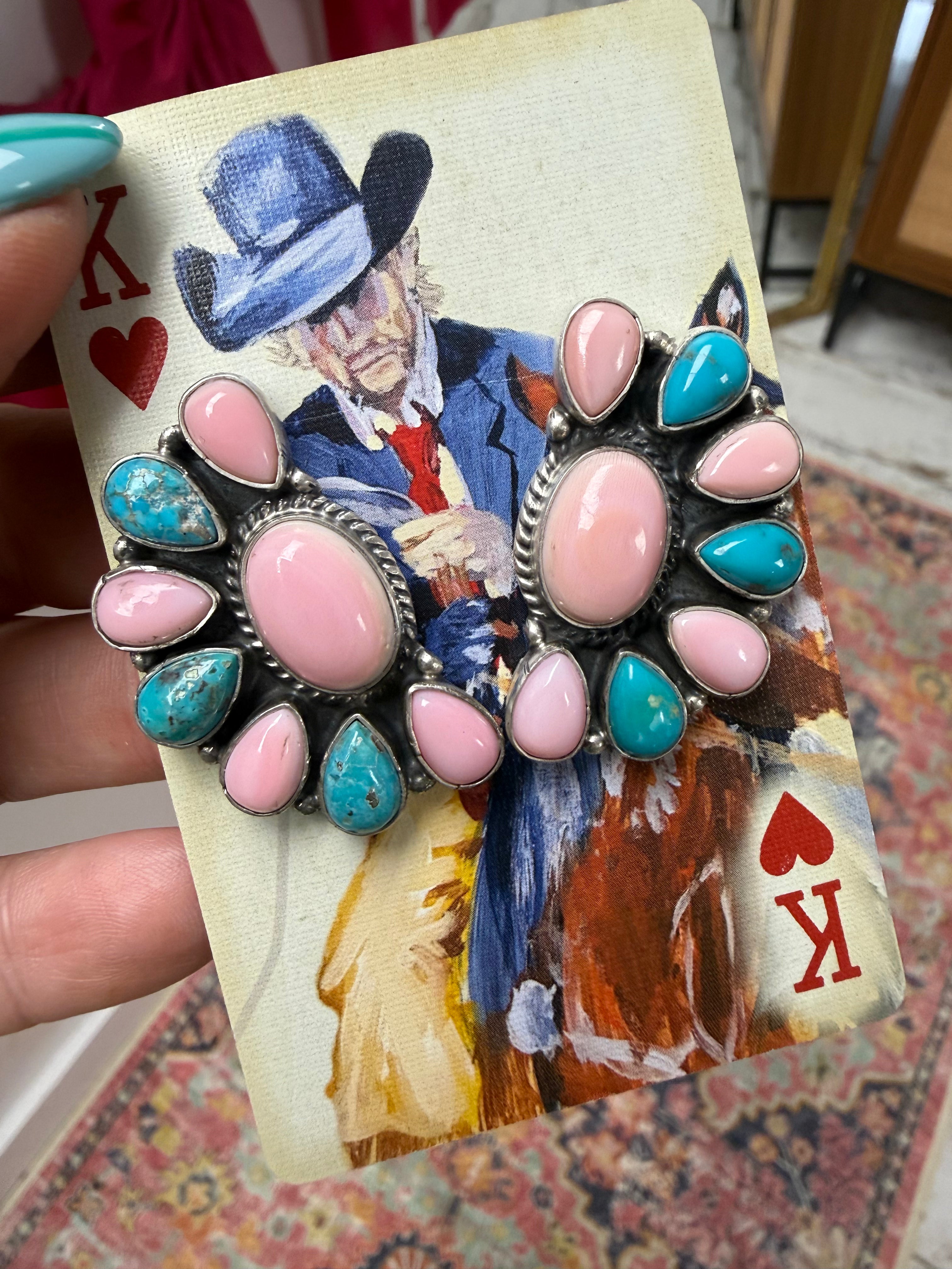Native Made Half Cluster Earrings- Stamped Marcella James