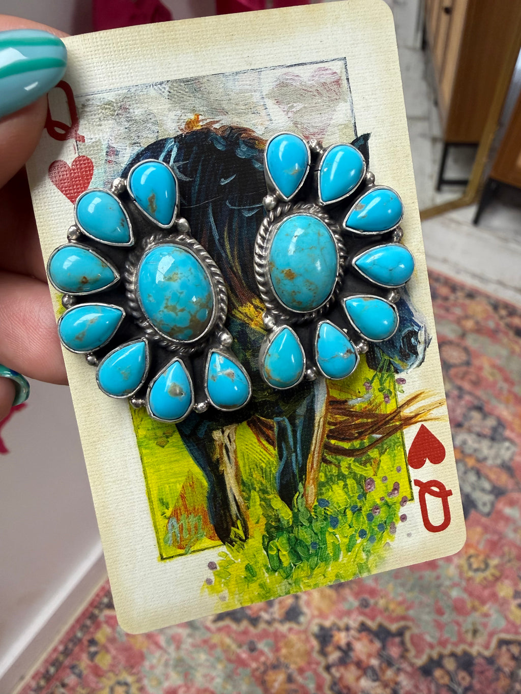 Native Made Half Cluster Earrings- Stamped Marcella James