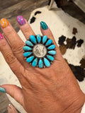 Native Made Kingman Coin Adjustable Ring  - A.Spencer