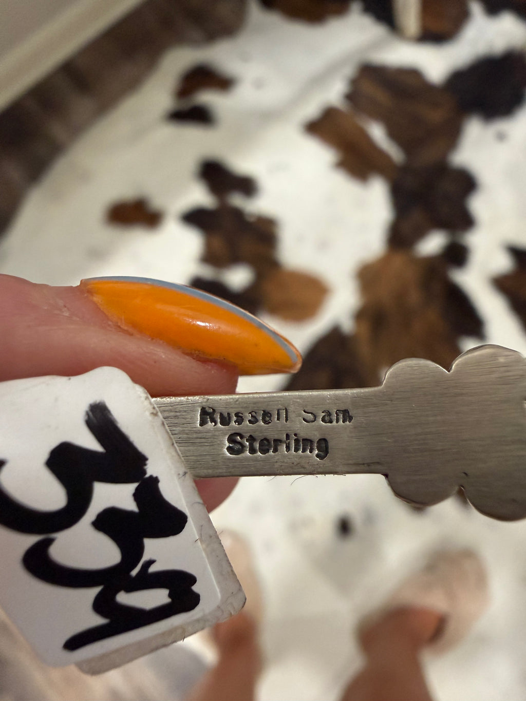 Native Made 7 Stone Cuff stamped Russel Sam