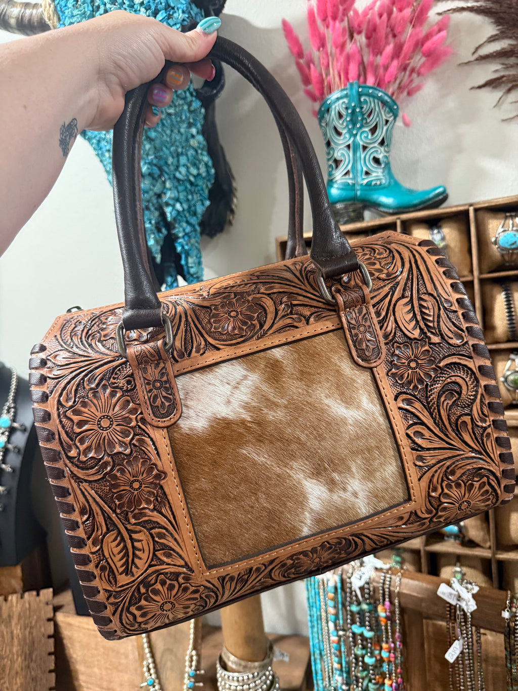 Tooled Genuine Leather with Cowhide Speedy (Medium)