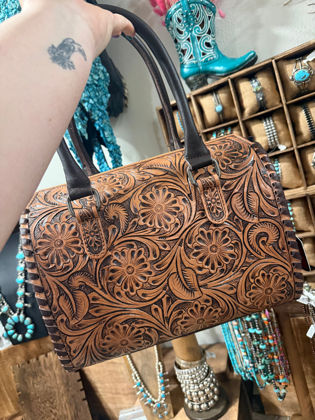 Tooled Genuine Leather with Cowhide Speedy (Medium)