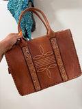Genuine Leather Boot Stitch Handbag