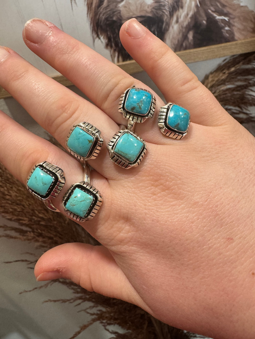 Kingman Two Stoned Square Adjustable Rings – Stamped RB