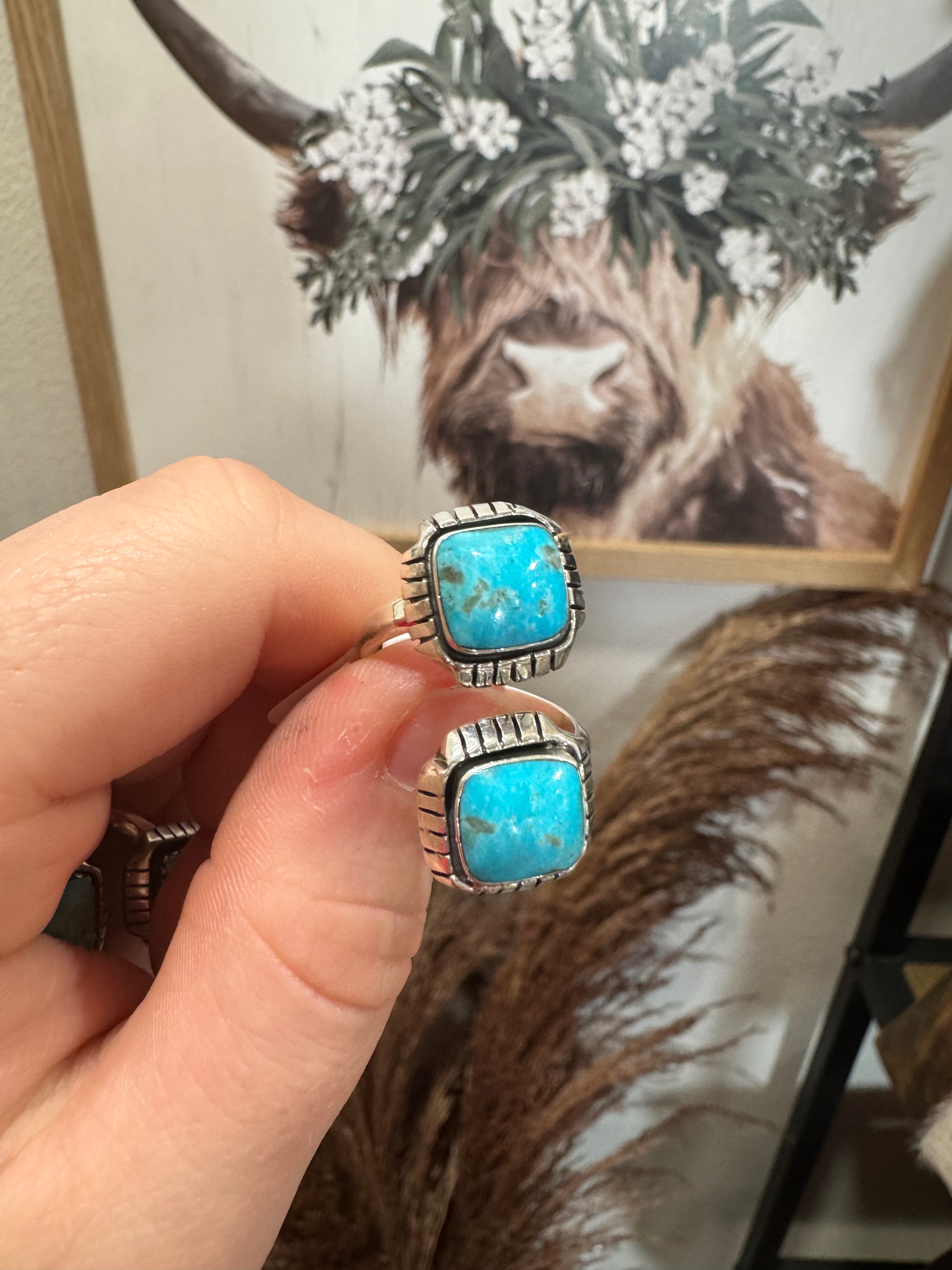 Kingman Two Stoned Square Adjustable Rings – Stamped RB