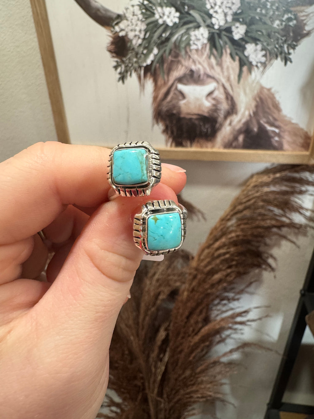 Kingman Two Stoned Square Adjustable Rings – Stamped RB