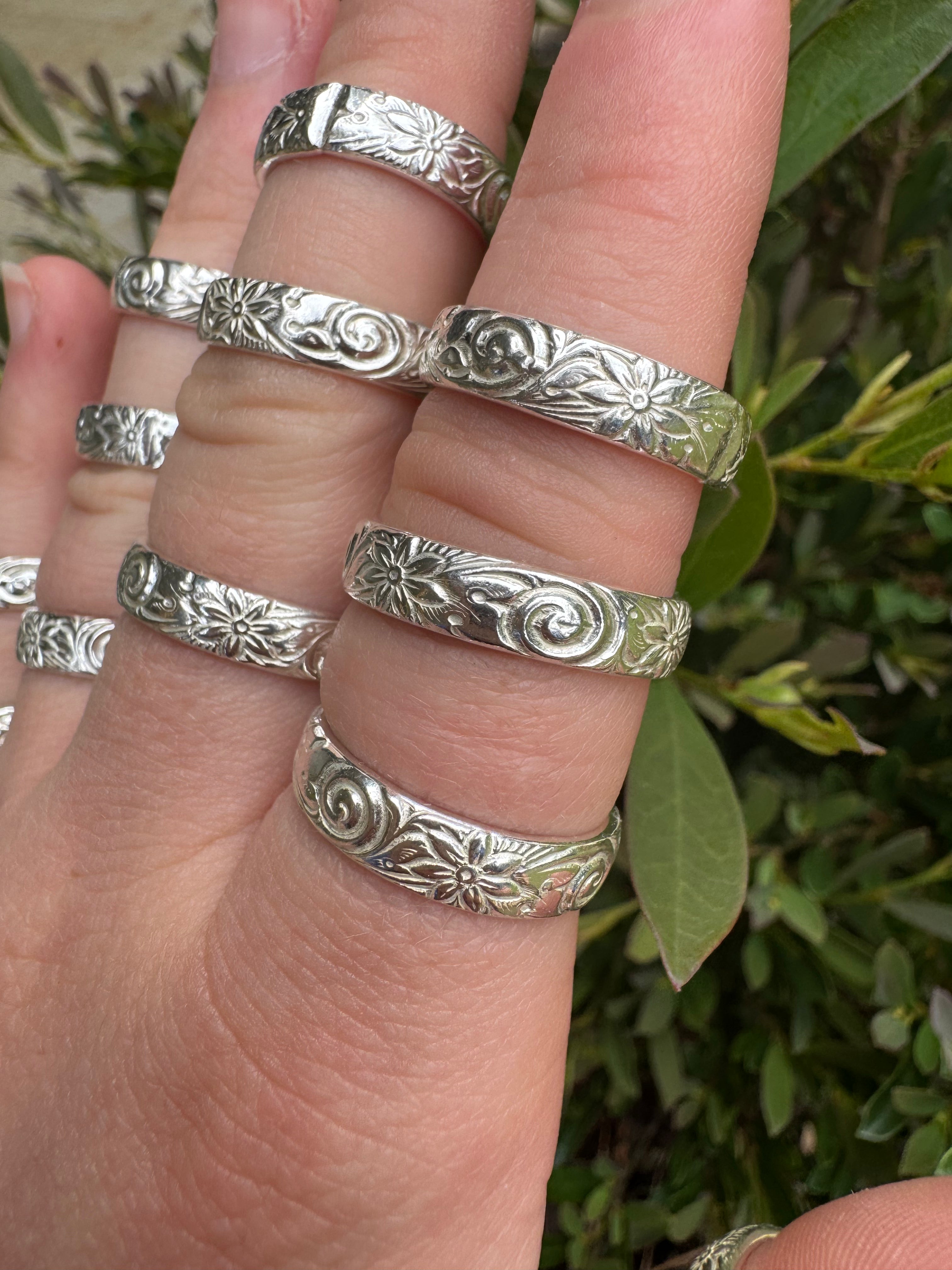 SS Floral Stacker Ring- *NON-Native