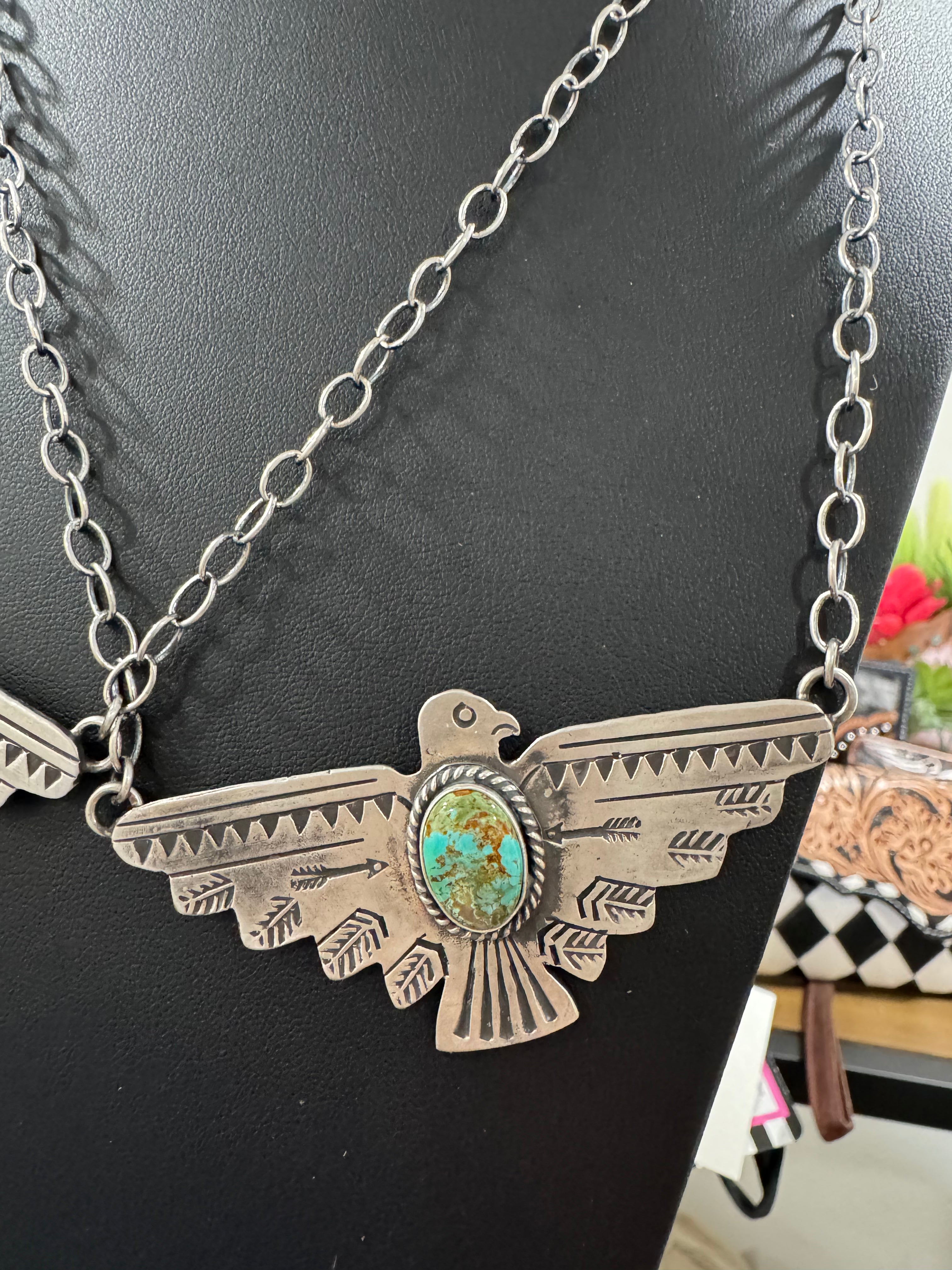 Kingman Thunderbird Necklace by Russell Sam