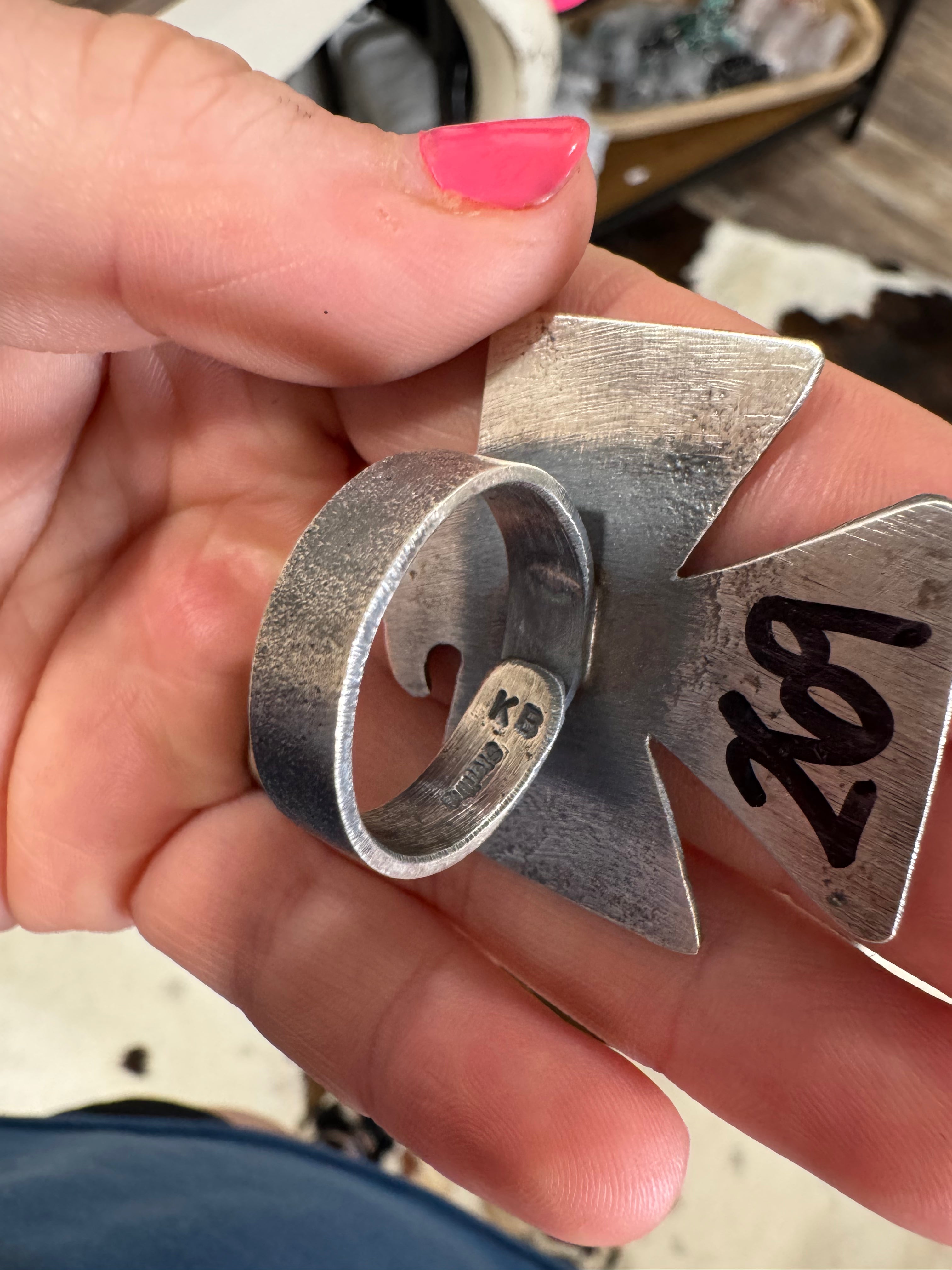Sterling Silver Adjustable Thunderbird Ring- Stamped KB