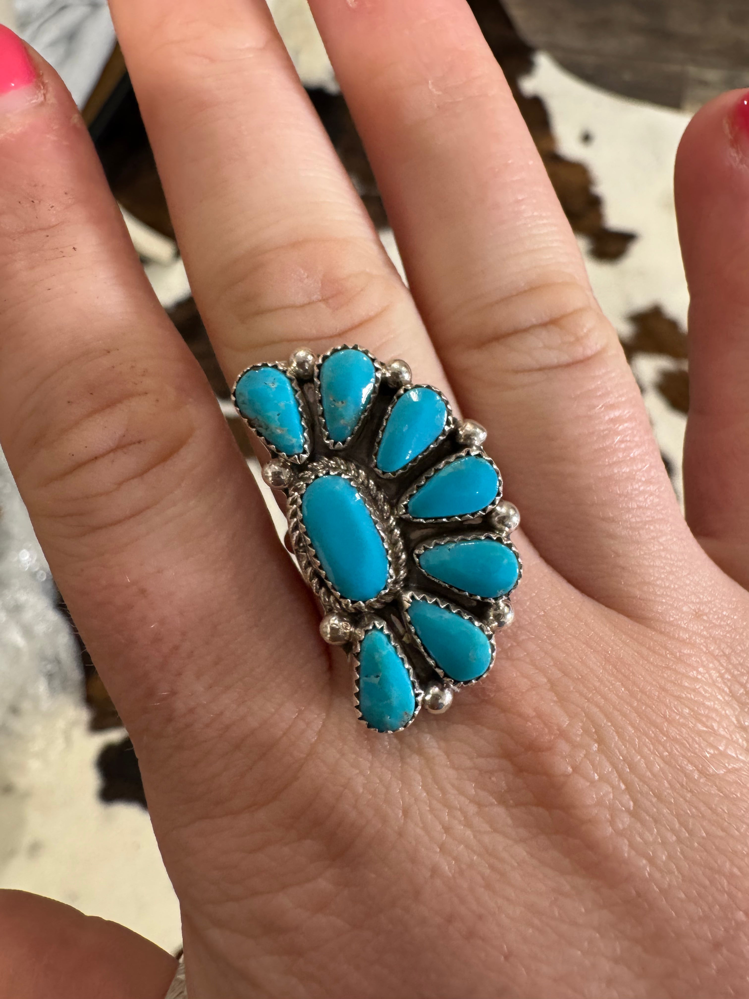 Sterling Silver Half Cluster Adjustable Kingman Rings- Stamped AJW