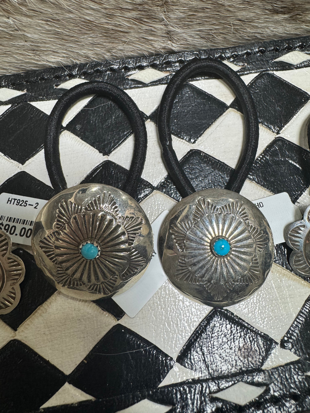 Stamped Flower Concho Hair Tie by Bertha Begay