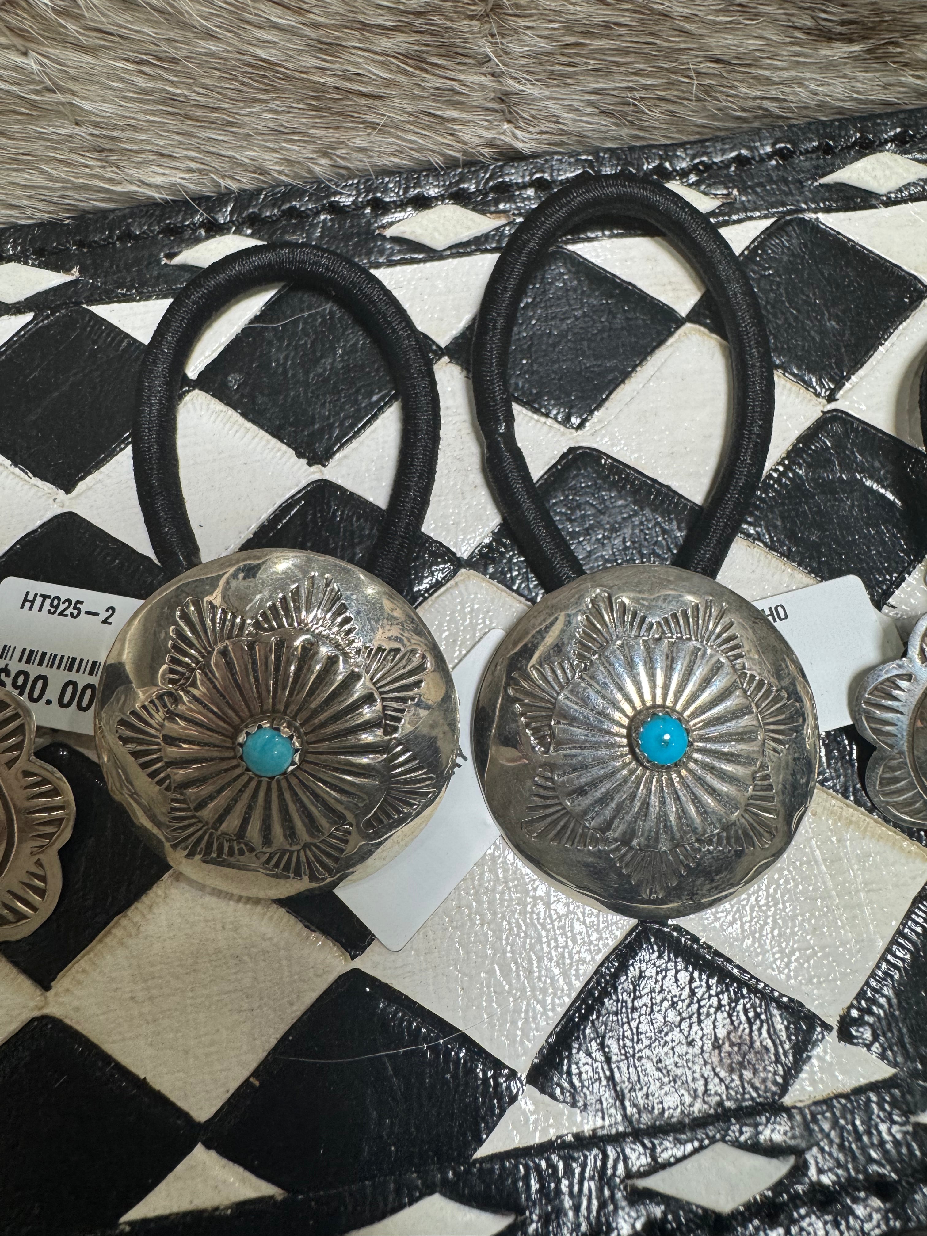 Stamped Flower Concho Hair Tie by Bertha Begay