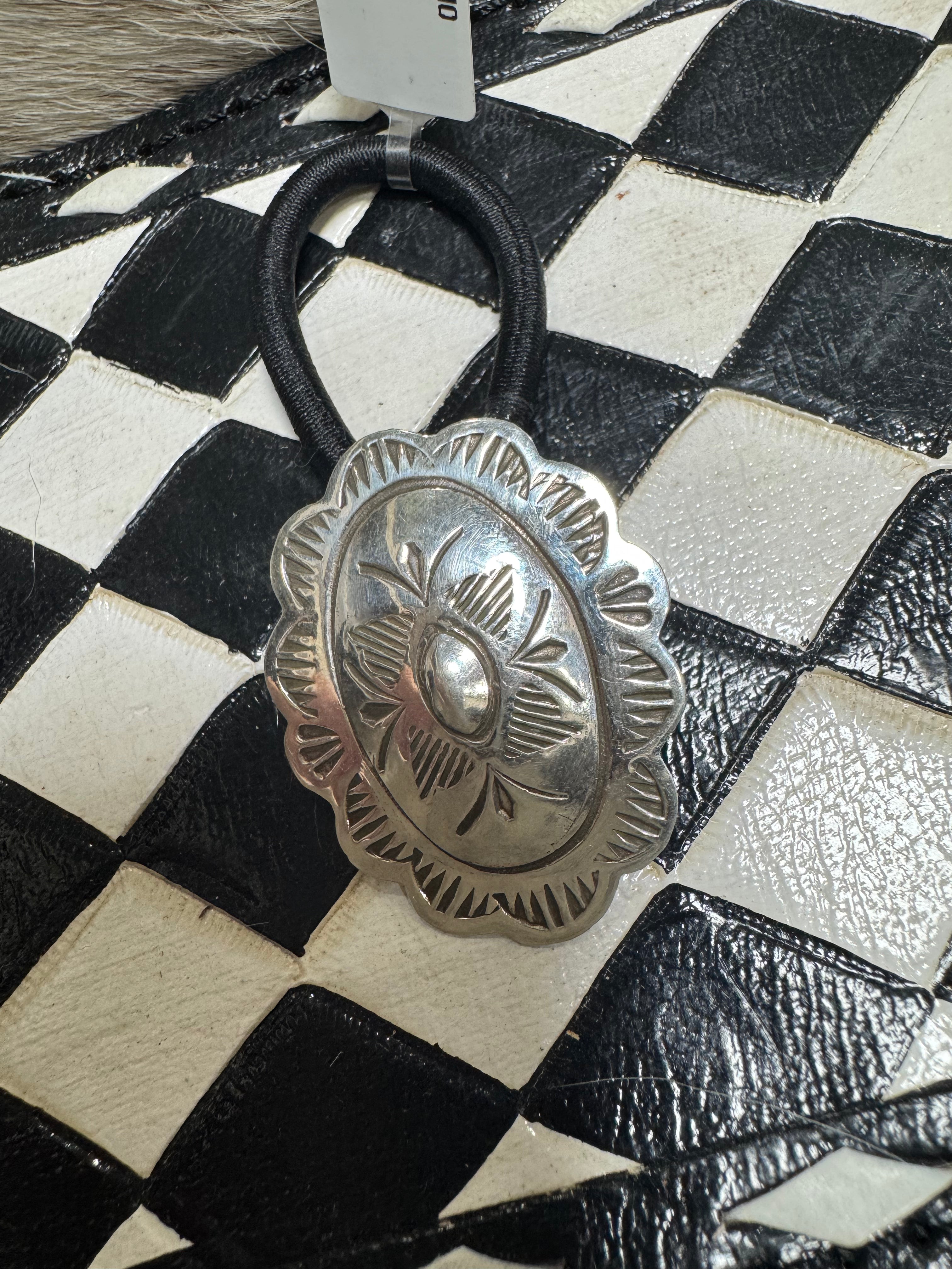 Stamped Flower Concho Hair Tie by Bertha Begay