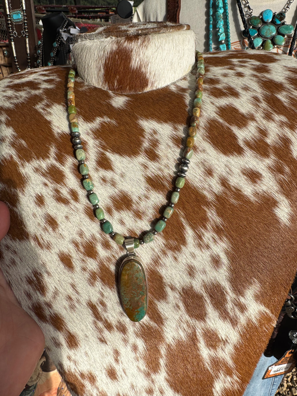 Royston Beaded Necklace with Pendant Stamped EW