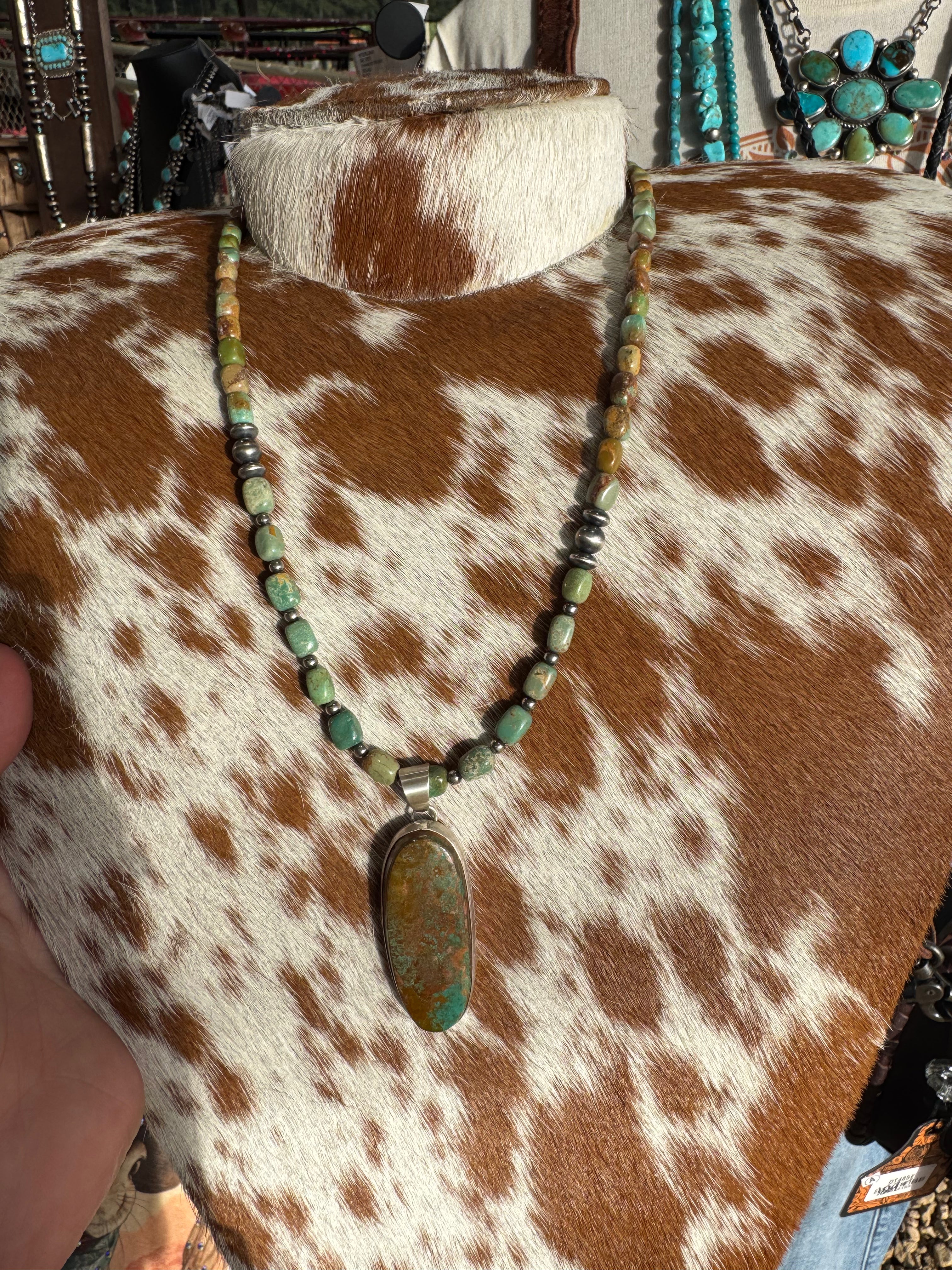 Royston Beaded Necklace with Pendant Stamped EW