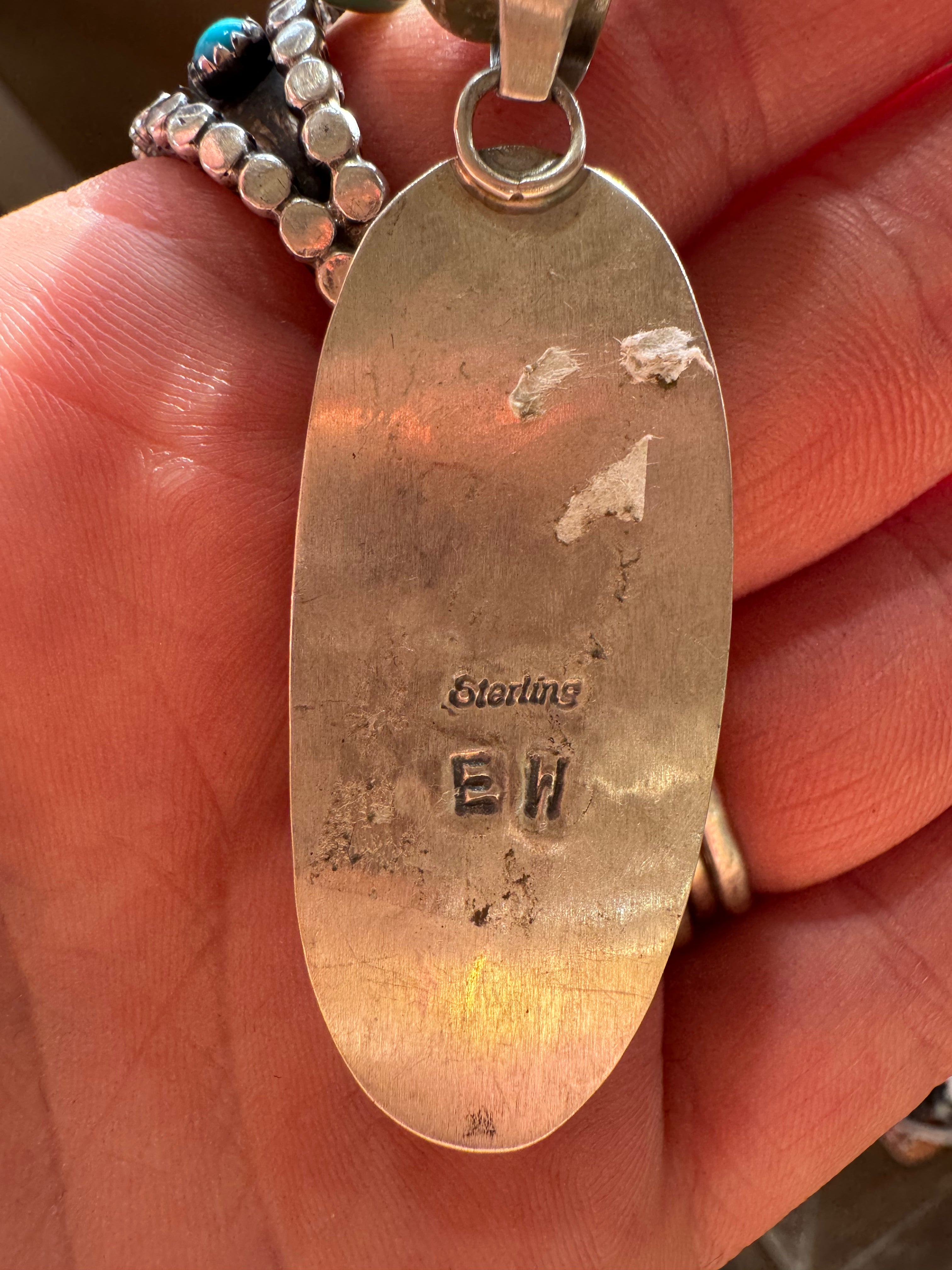 Royston Beaded Necklace with Pendant Stamped EW