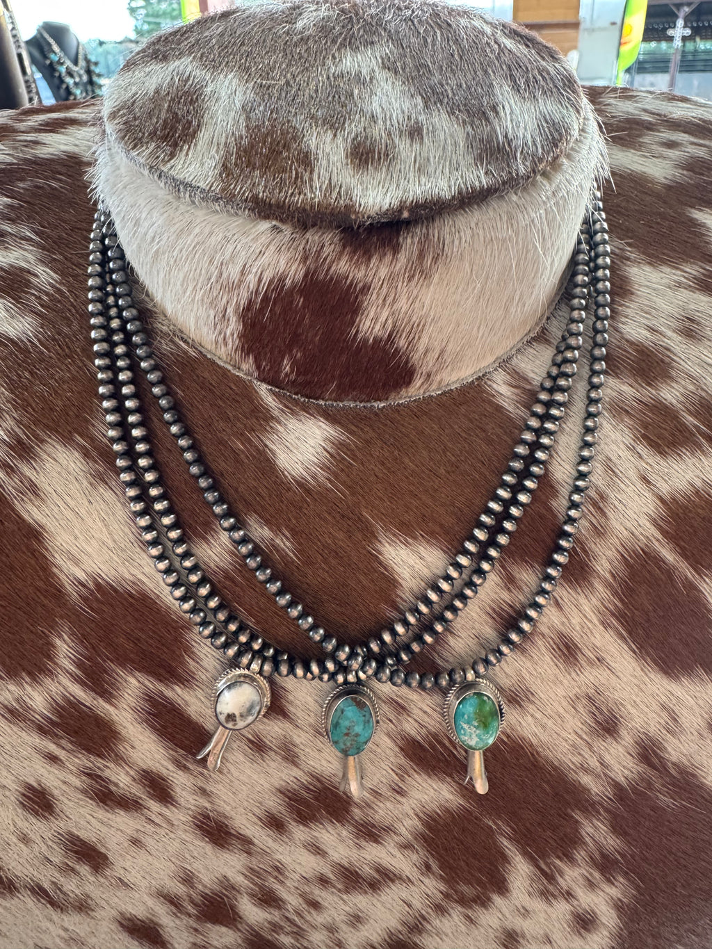 Sterling Silver Pearls with Blossom Pendant by G. Rios