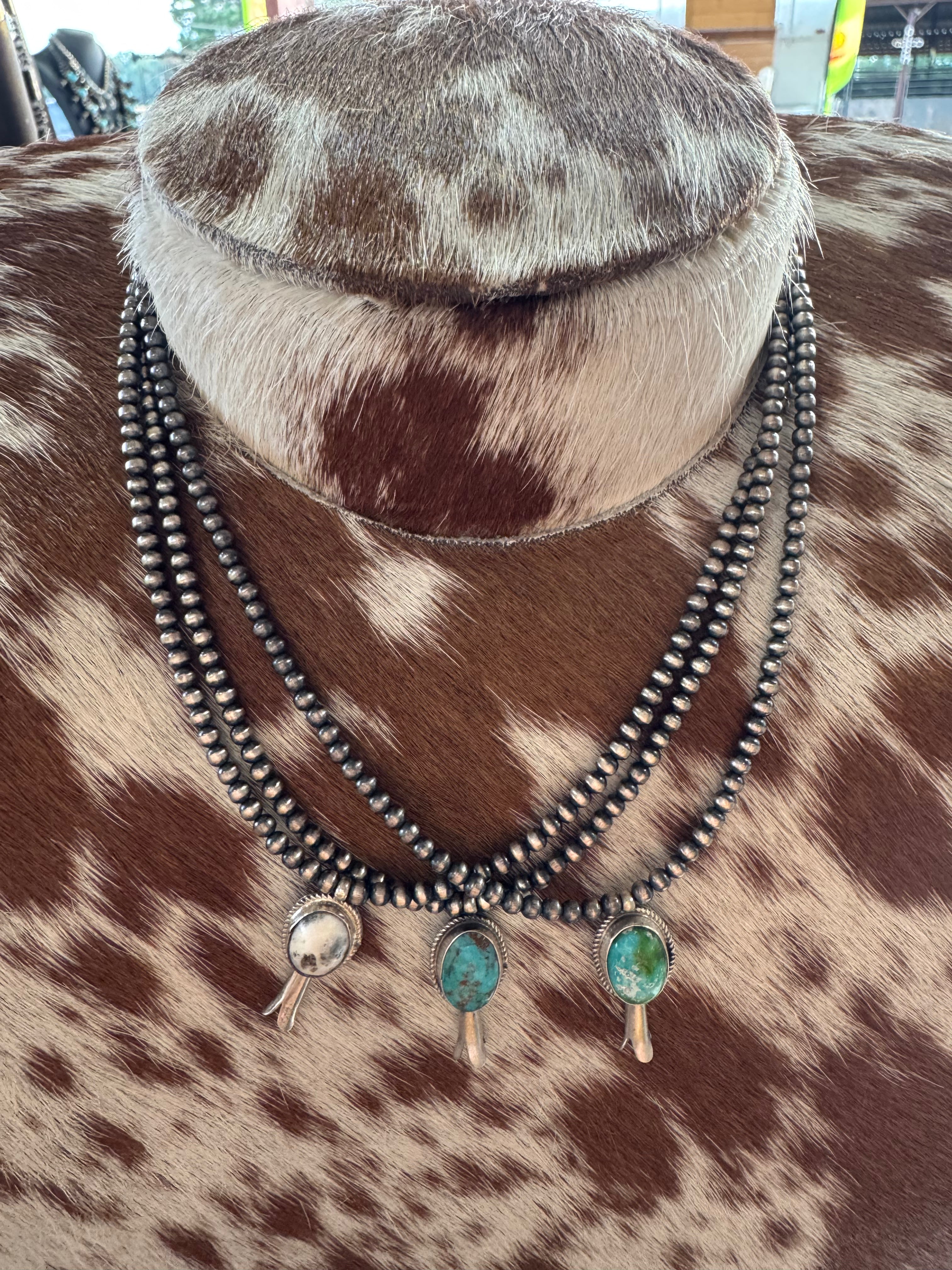Sterling Silver Pearls with Blossom Pendant by G. Rios