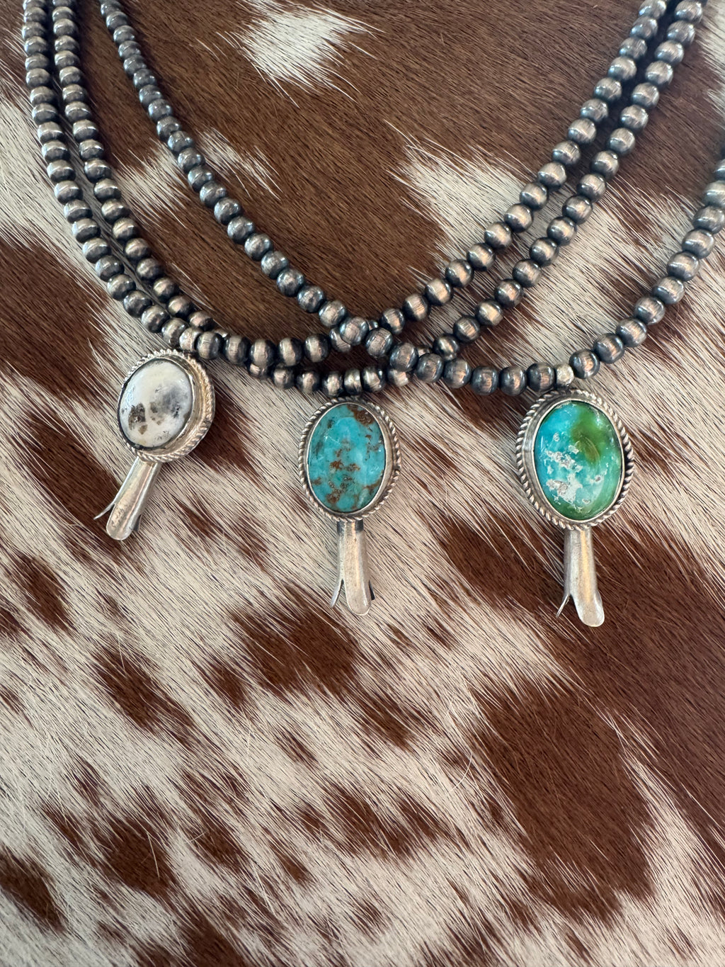 Sterling Silver Pearls with Blossom Pendant by G. Rios