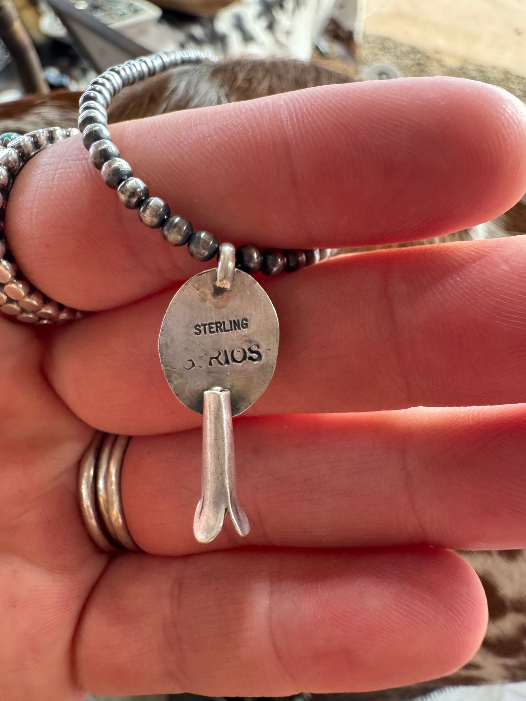 Sterling Silver Pearls with Blossom Pendant by G. Rios
