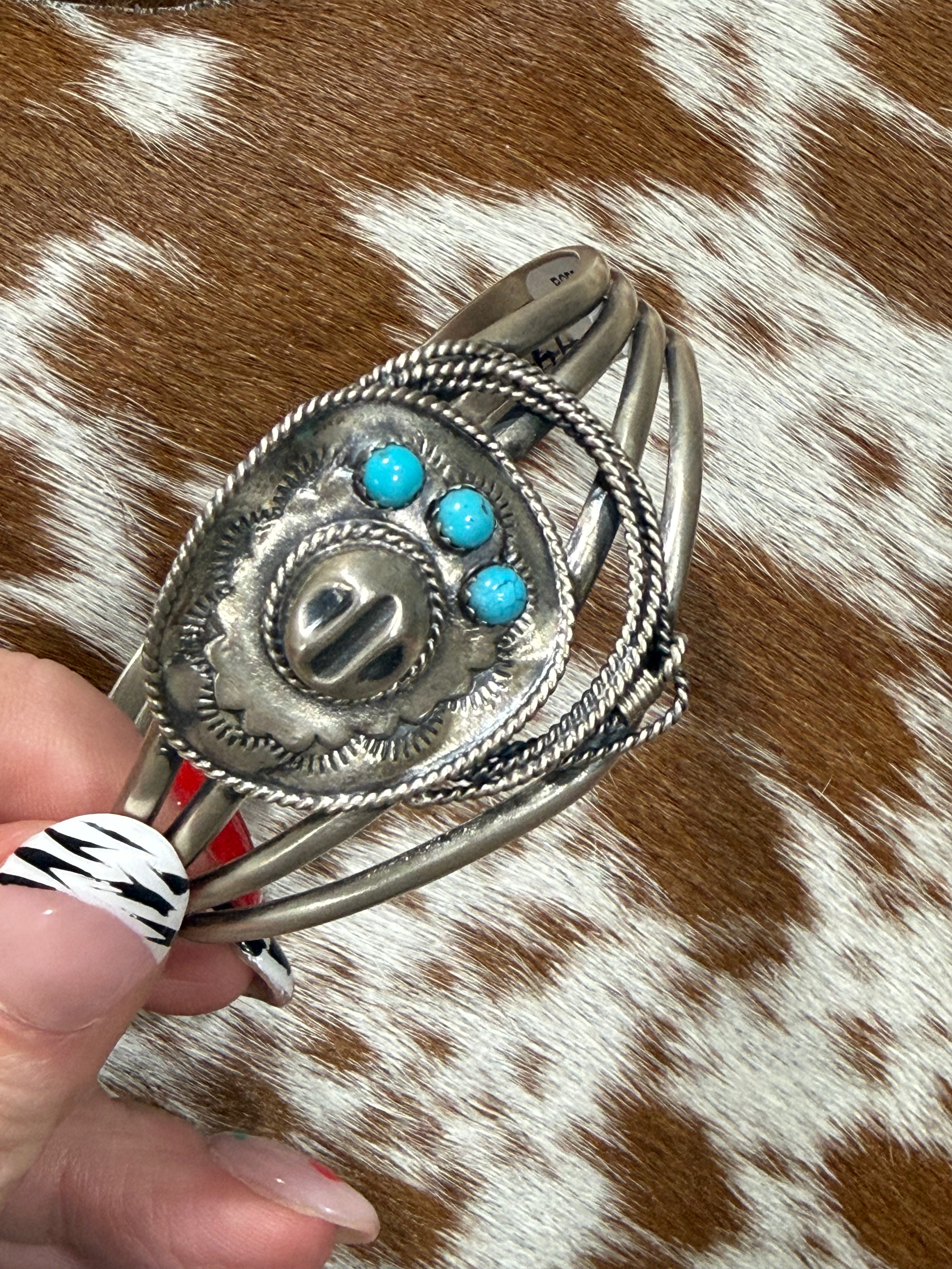 Bobby Platero Sterling Silver Kingman Cowboy Hat Cuff