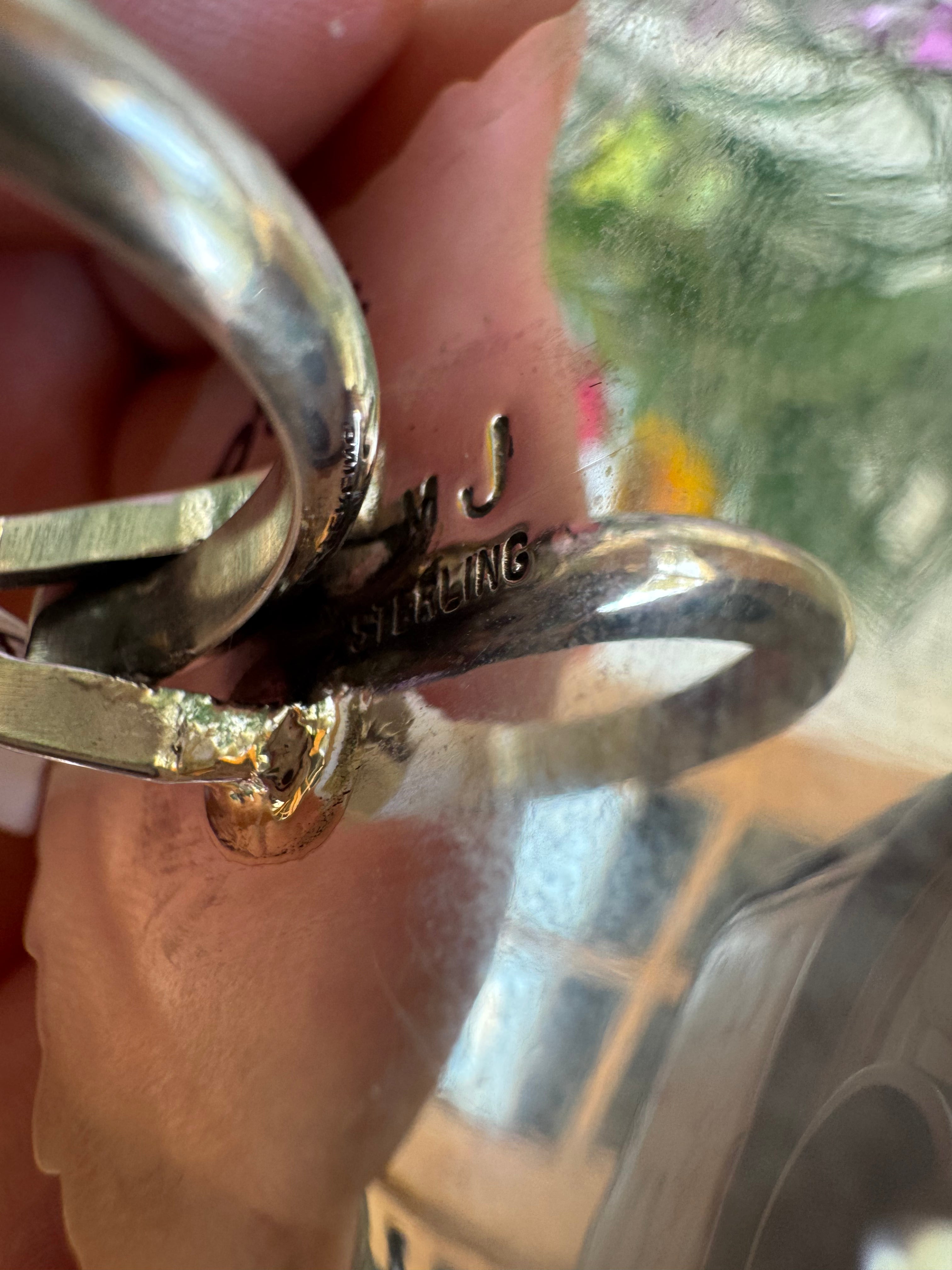 Adjustable Kingman Heart Cluster- Stamped Sterling and MJ