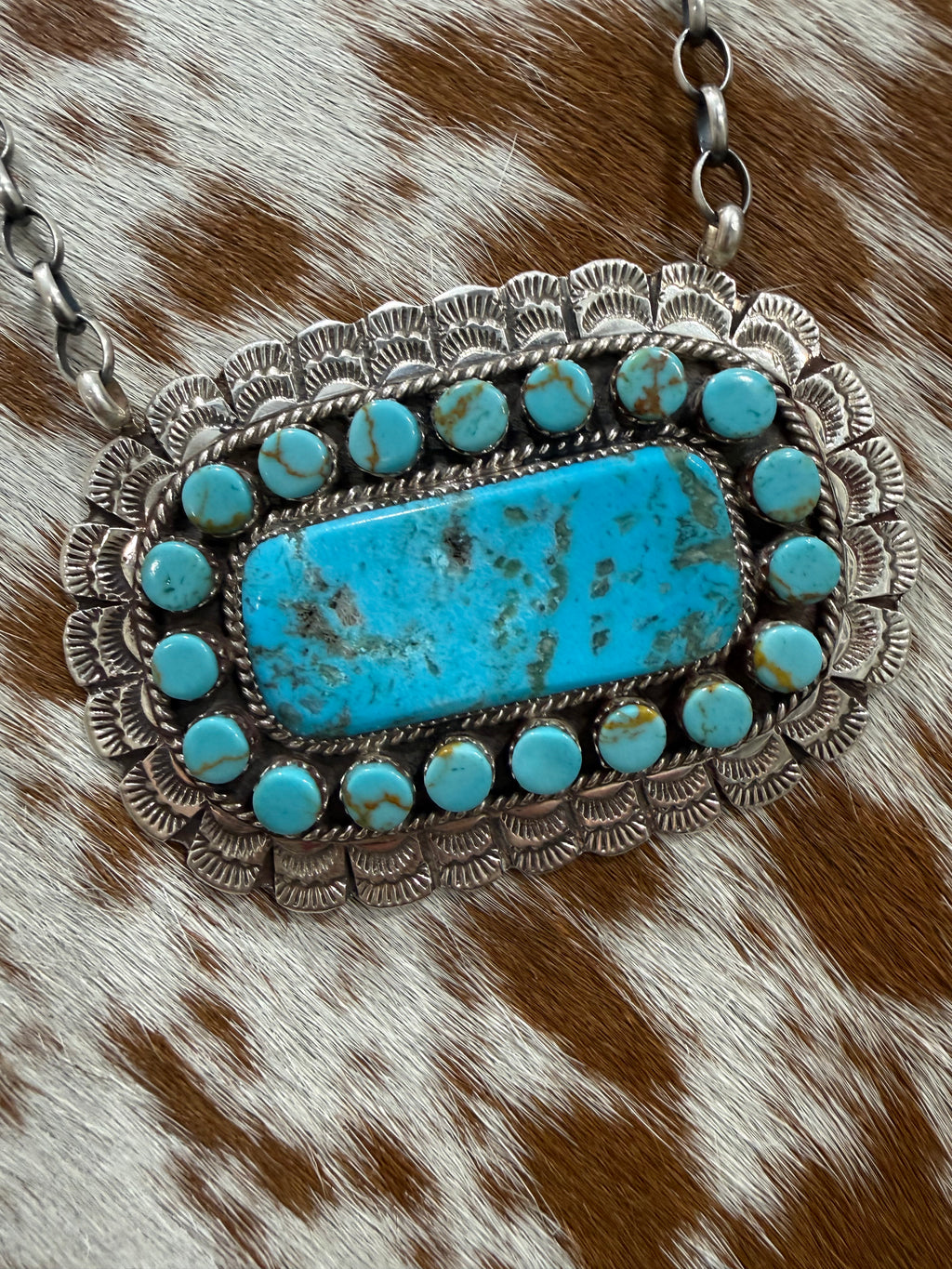 Larry Etcity Navajo Handmade Sterling Silver Kingman Necklace