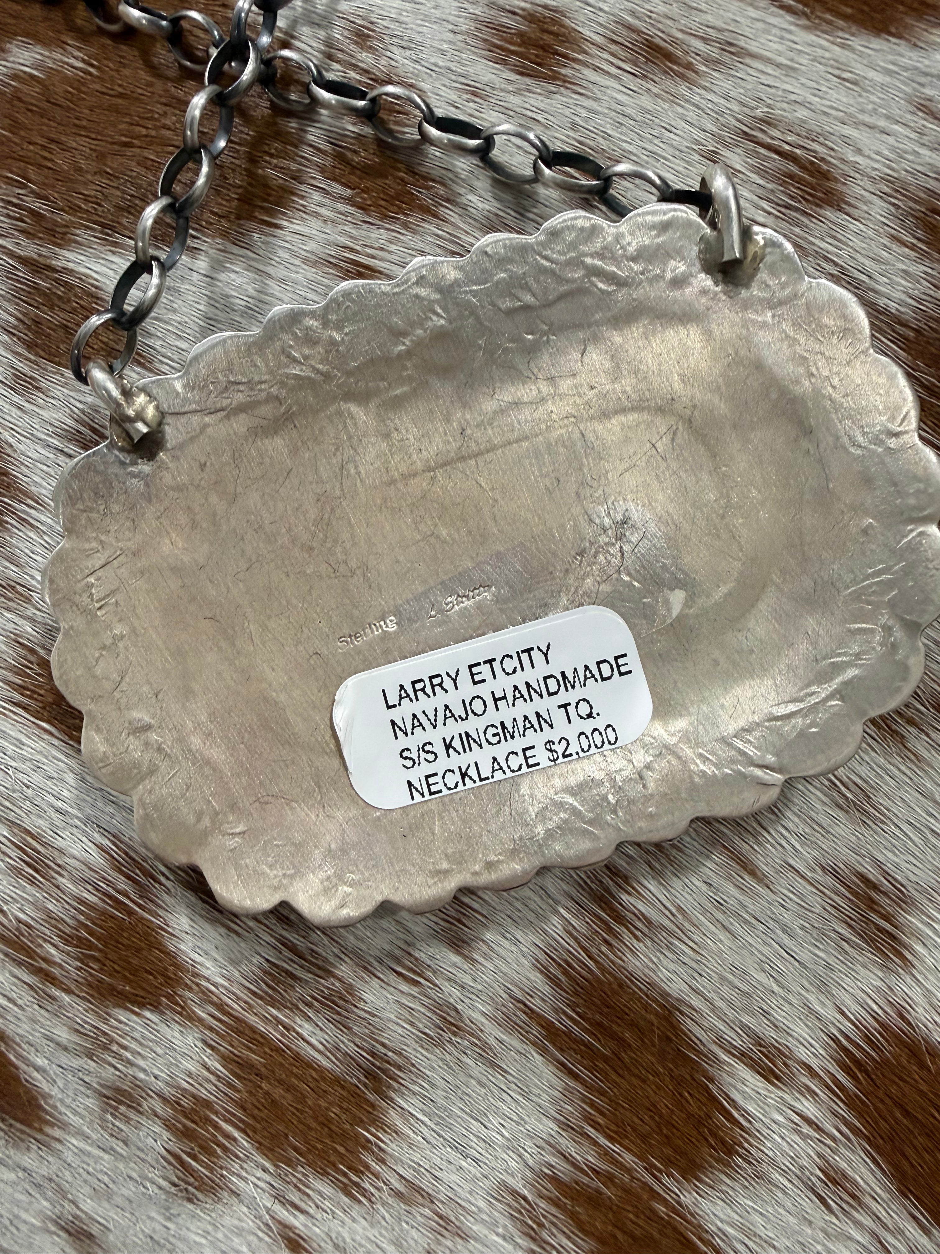 Larry Etcity Navajo Handmade Sterling Silver Kingman Necklace