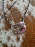 Sterling Silver Buckle Necklace- Stamped Sterling and PW