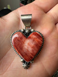 Red Spiny Pendant- Stamped Sterling and Dixon