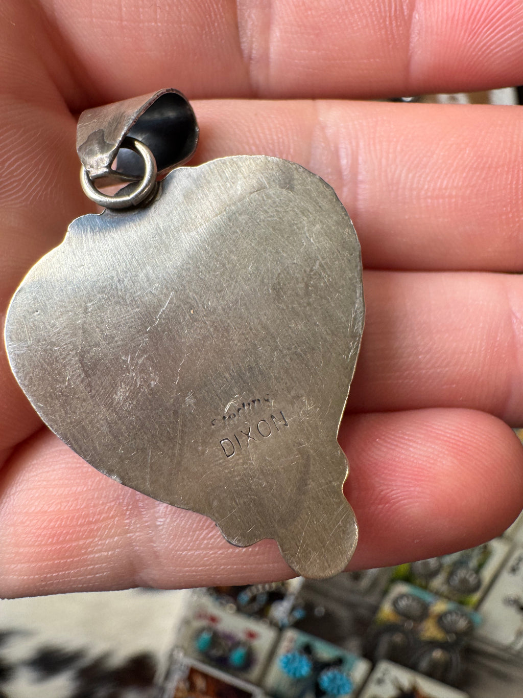 Red Spiny Pendant- Stamped Sterling and Dixon