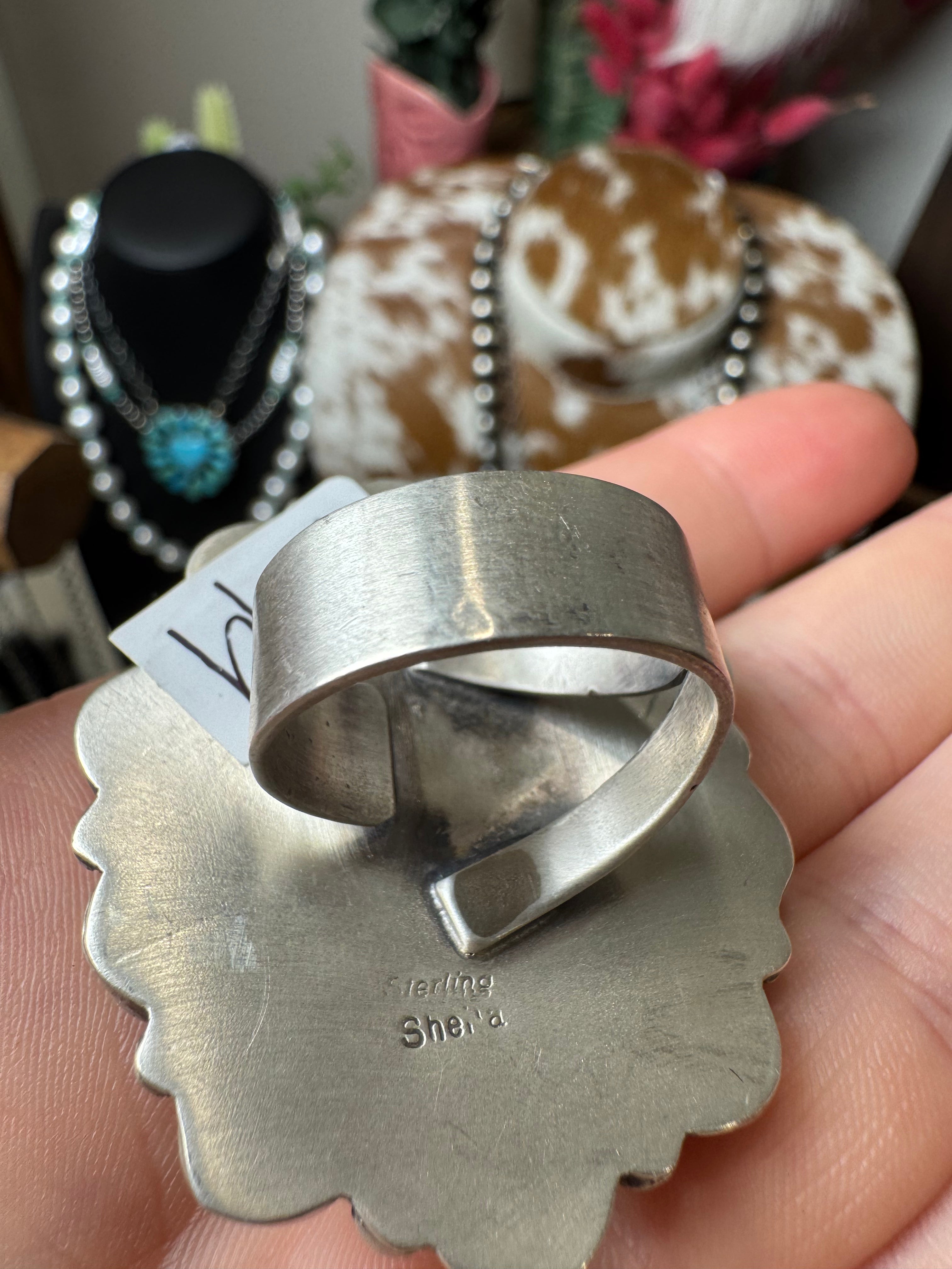 Spiny Cluster Adjustable Ring- Stamped Sterling and Sheila