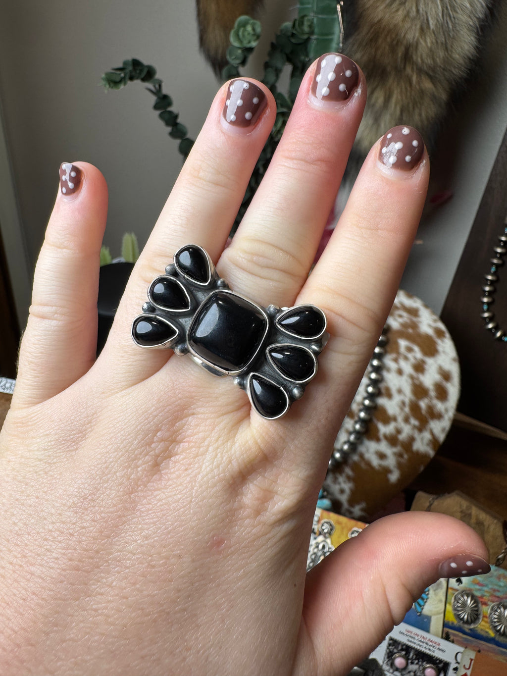 Sterling Silver Black Onyx Bow-Tie Ring- Stamped AP