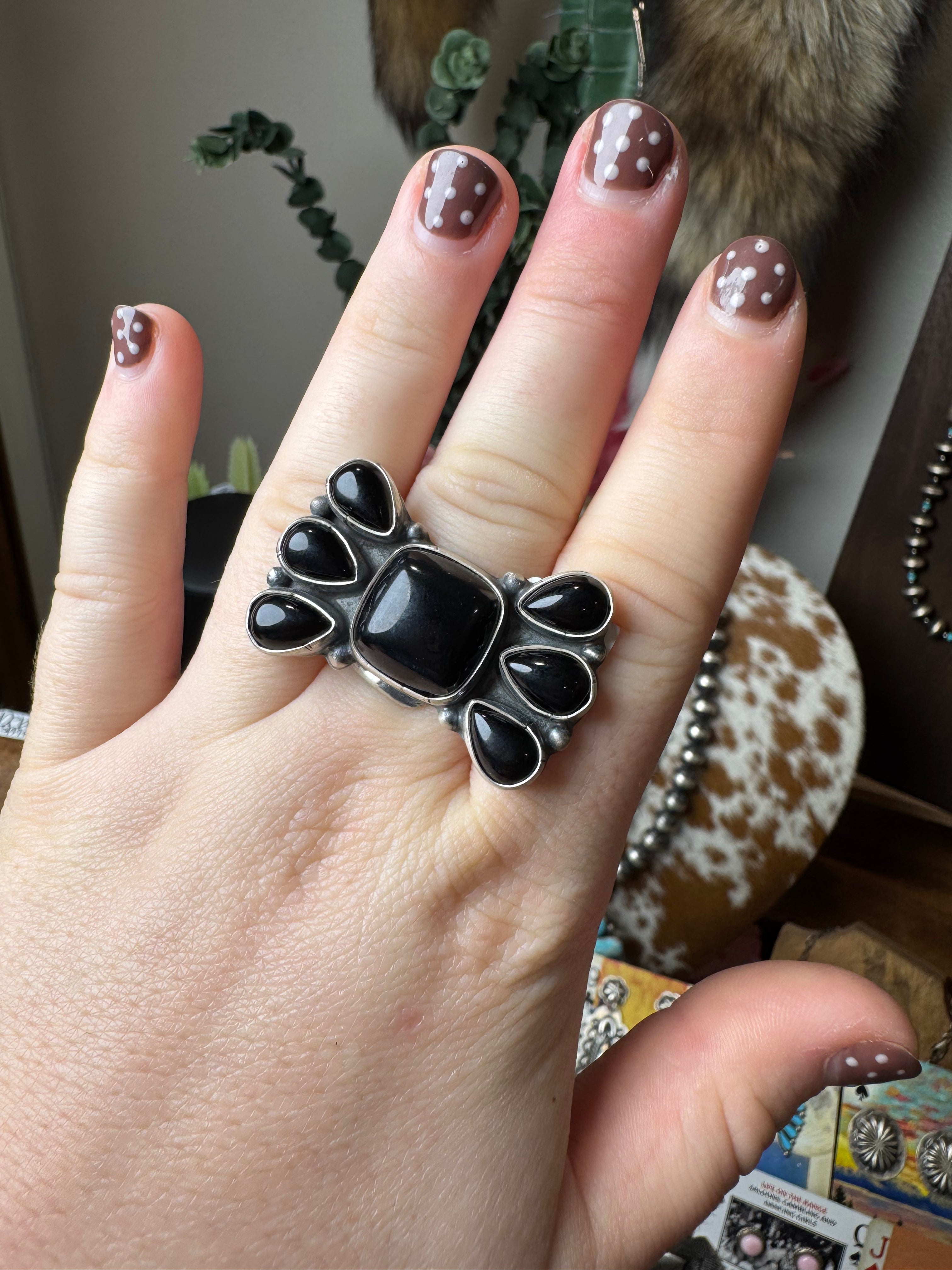 Sterling Silver Black Onyx Bow-Tie Ring- Stamped AP