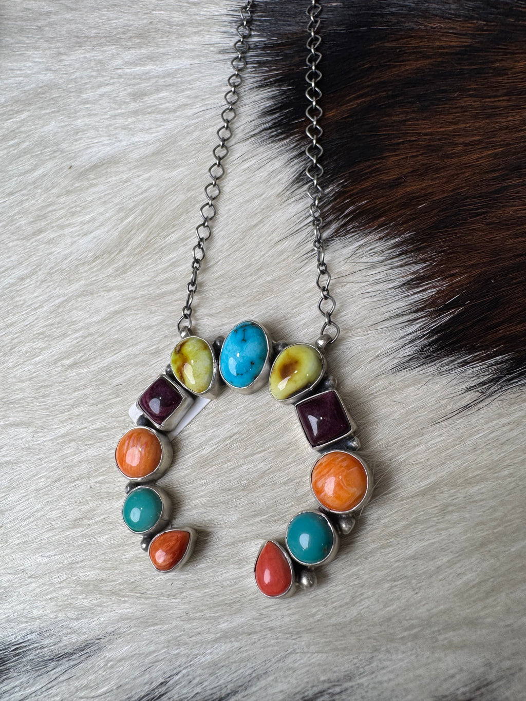 Sterling Silver Mixed Stoned Naja- Stamped AB and Sterling