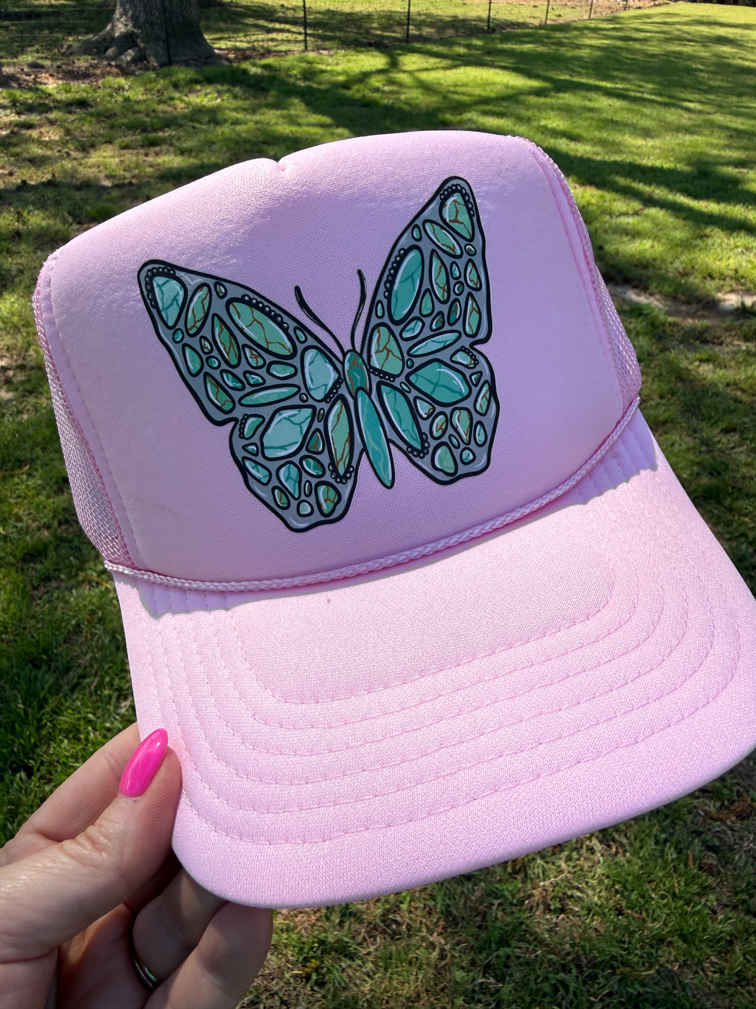 Turquoise Butterfly Cap