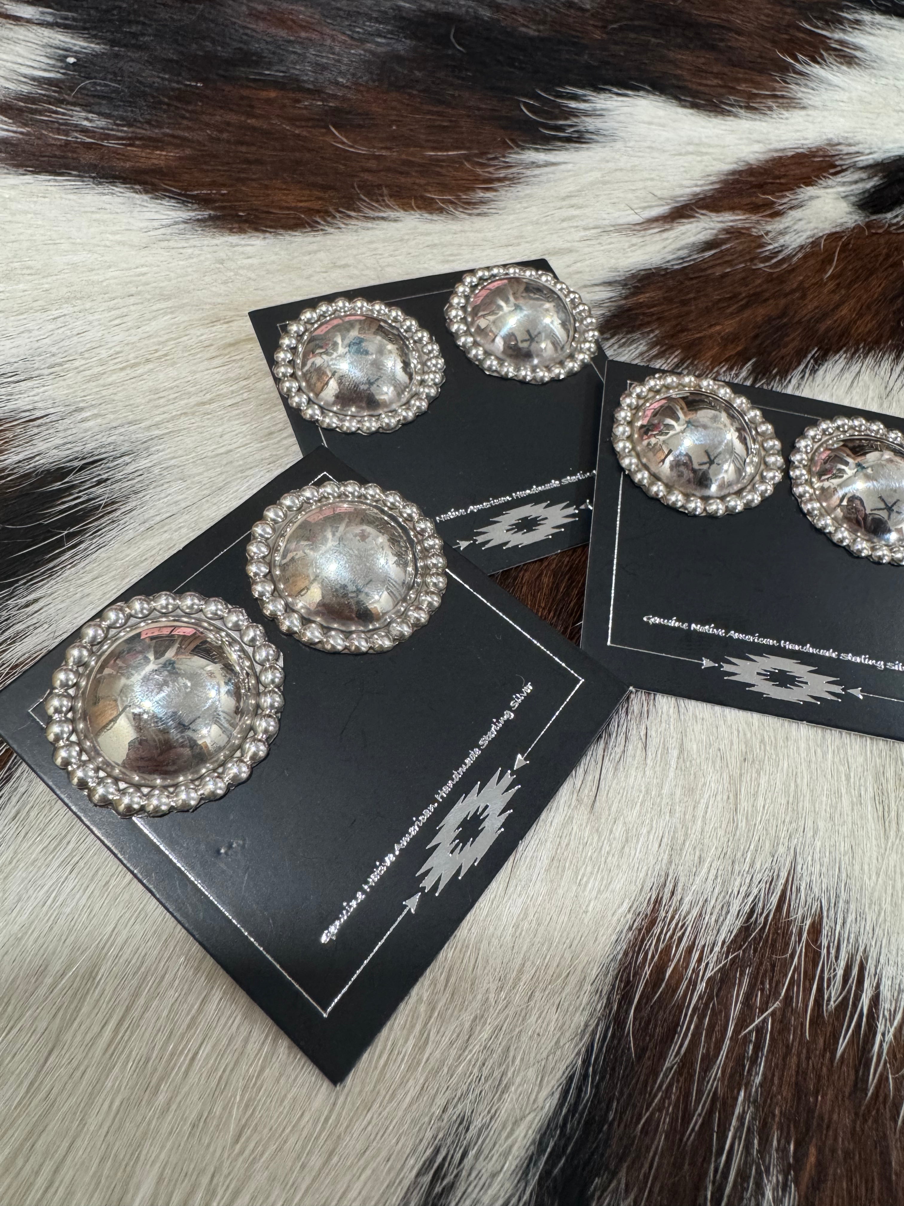 Native Made Sterling Silver Concho Studs