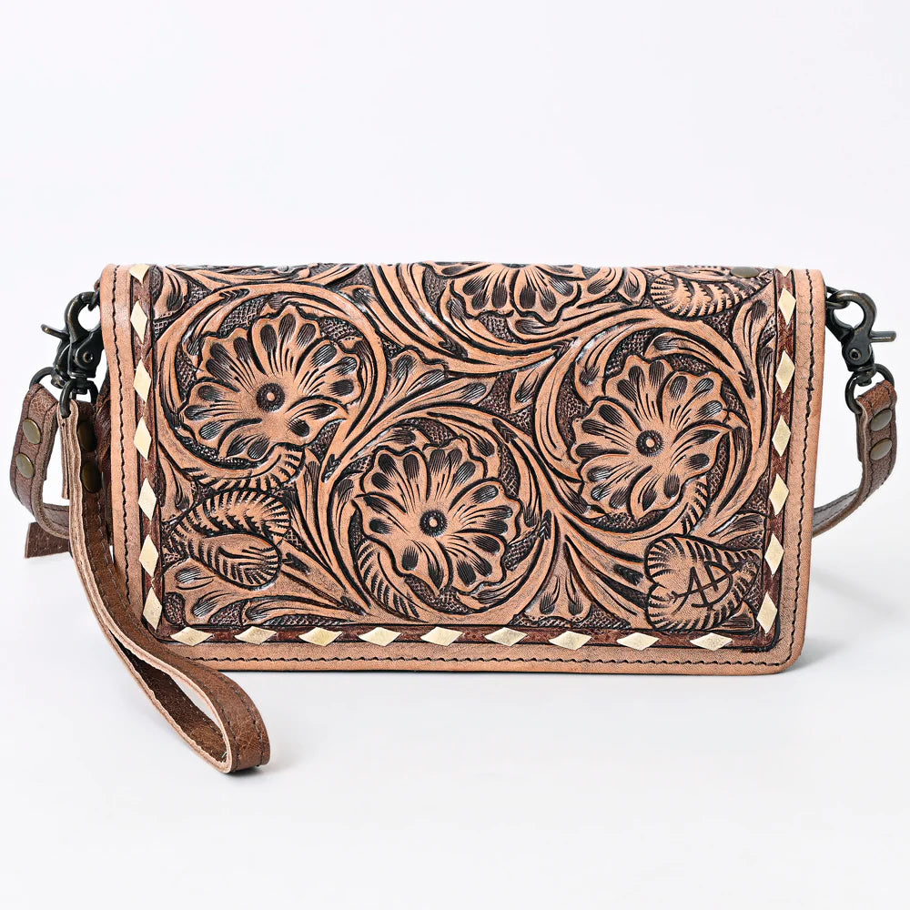 Western Leather Tooled Crossbody Convertible Bag