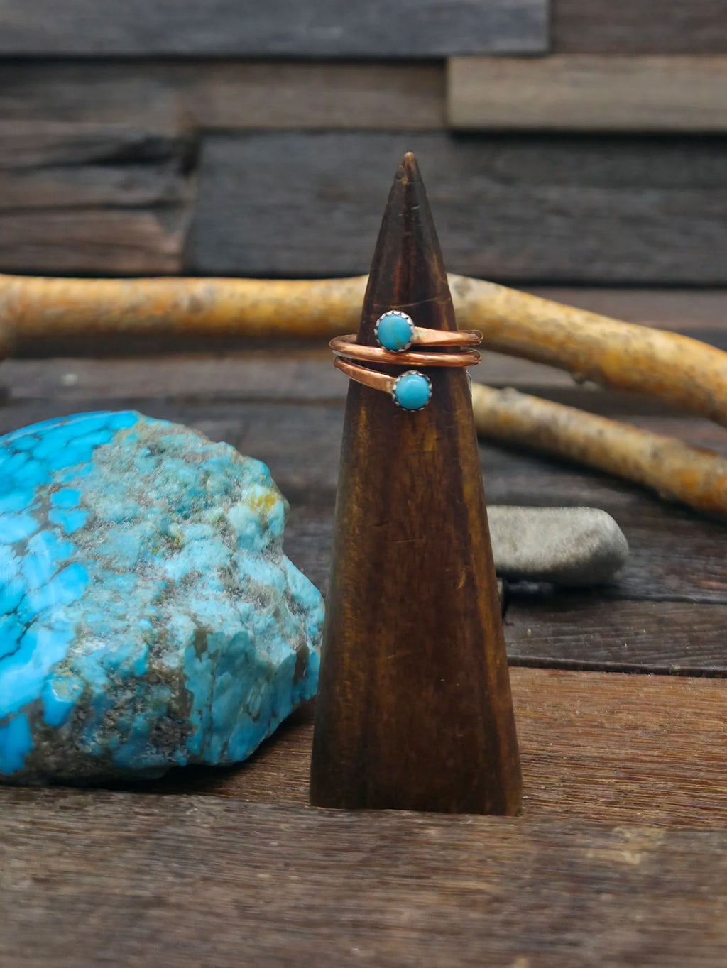 Copper and Turquoise Wrap Ring by Yolanda Skeets - Adjustable