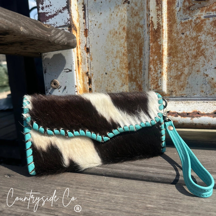 Galveston Bay Cowhide Wallet Wristlet